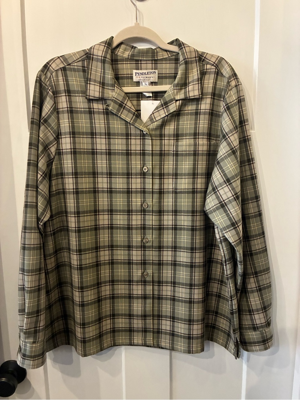 Pendleton Olive and Cream Plaid Button-Down Shirt